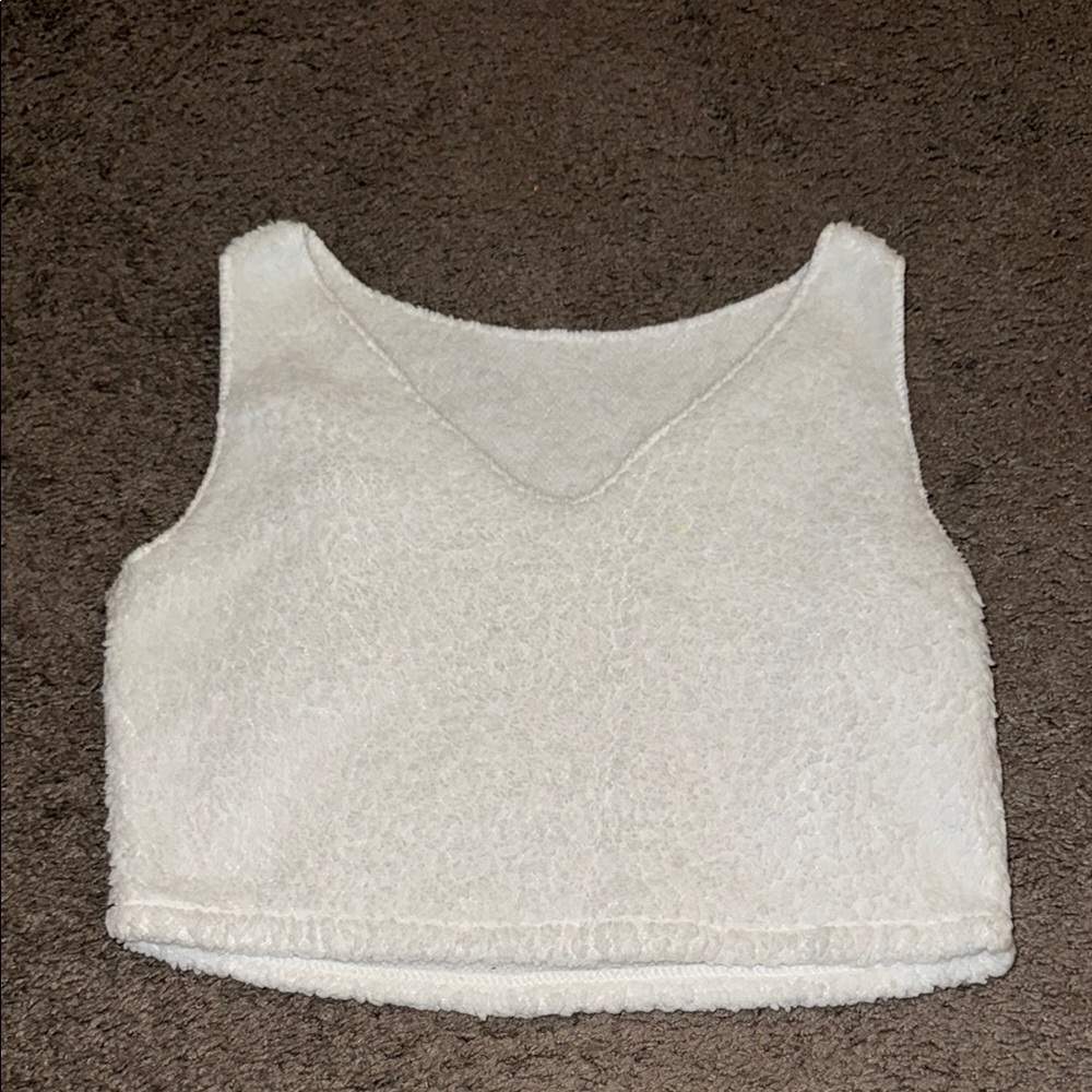 Cozy White Fuzzy Crop Top